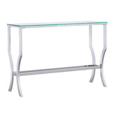 Coaster Saide Rectangular Sofa Table with Mirrored Shelf Chrome Model 720339